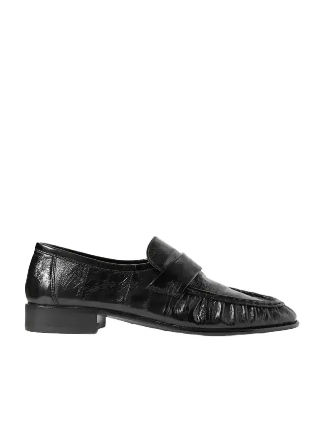 Paneled Glossed-eel Loafers