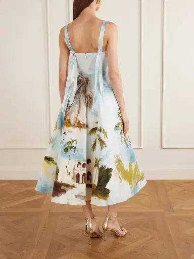 Oscar de la Renta Dominican Landscape Printed Cotton-poplin Midi Dress | Thumbnail 3 Oscar de la Renta Dominican Landscape Printed Cotton-poplin Midi Dress | Thumbnail 3