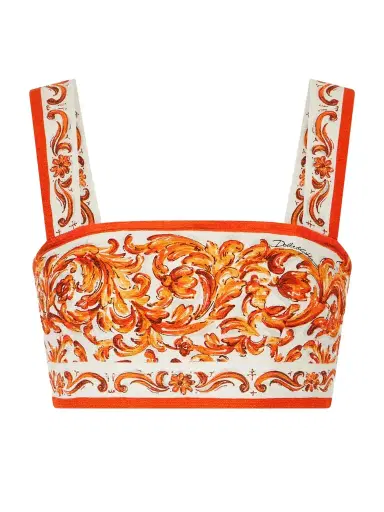 Dolce & Gabbana Cropped Printed Woven Top | Thumbnail 1 Dolce & Gabbana Cropped Printed Woven Top | Thumbnail 1