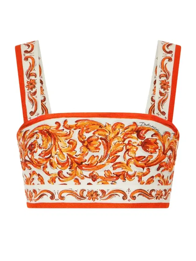 Cropped Printed Woven Top