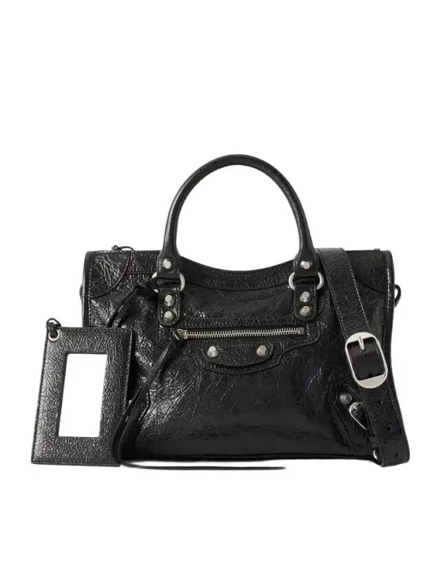 Le City Crinkled Glossed-leather Shoulder Bag