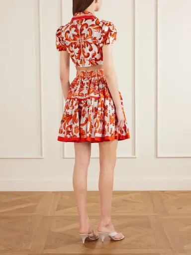 Dolce & Gabbana Printed Cotton-poplin Mini Skirt | Thumbnail 3