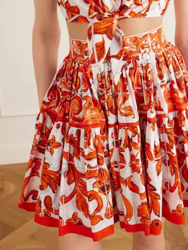 Dolce & Gabbana Printed Cotton-poplin Mini Skirt | Thumbnail 4