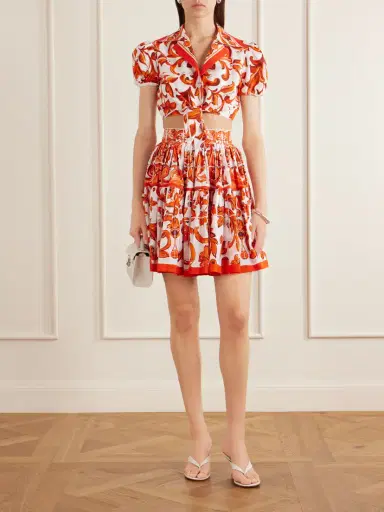Dolce & Gabbana Cropped Printed Cotton-poplin Top | Thumbnail 2 Dolce & Gabbana Cropped Printed Cotton-poplin Top | Thumbnail 2