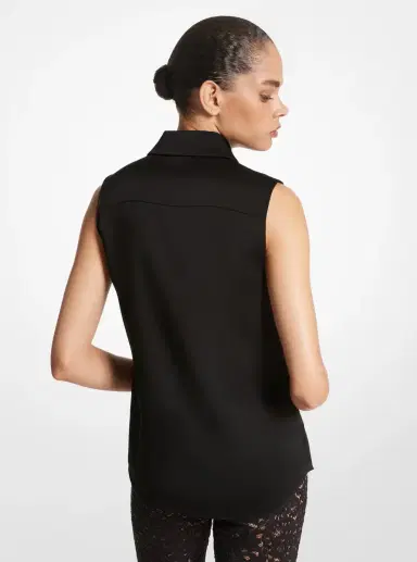 Michael Kors Collection Hansen Charmeuse Sleeveless Shirt in White | Thumbnail 4 Michael Kors Collection Hansen Charmeuse Sleeveless Shirt in White | Thumbnail 4