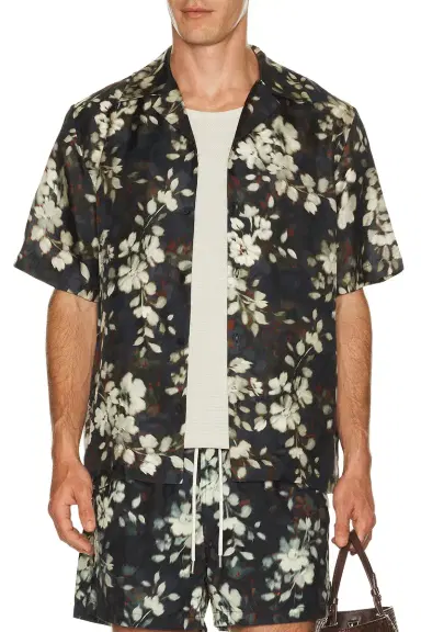 Simkhai Casper Printed Silk Shirt | Thumbnail 1 Simkhai Casper Printed Silk Shirt | Thumbnail 1
