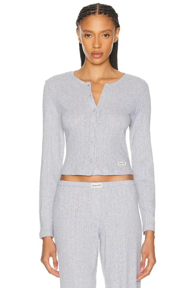 Sporty & Rich Signature Logo Pointelle Cardigan