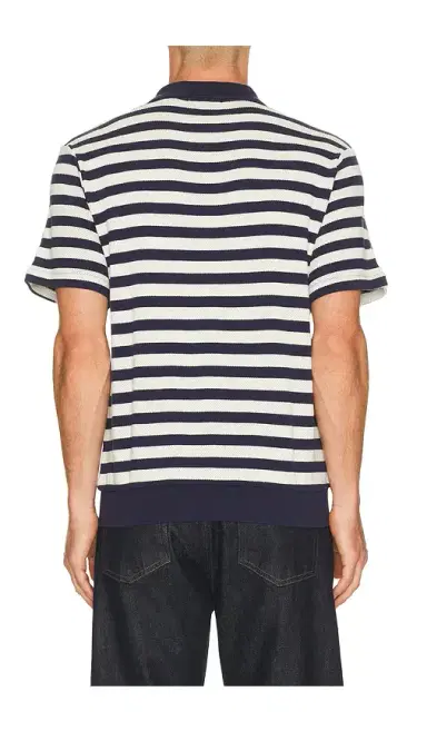 Polo Ralph Lauren Short Sleeve Cotton Club Stripe Textured Fully Fashioned Johnny Collar Polo | Thumbnail 7 Polo Ralph Lauren Short Sleeve Cotton Club Stripe Textured Fully Fashioned Johnny Collar Polo | Thumbnail 7
