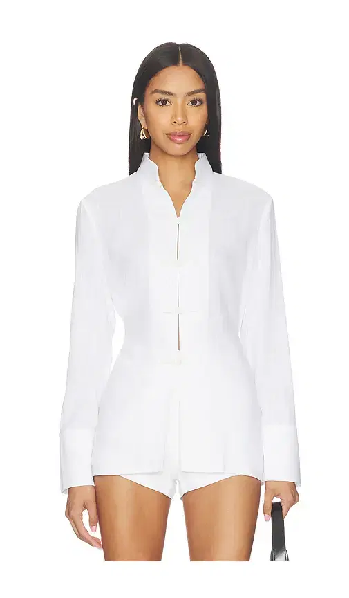 SAU LEE Martina Linen Top