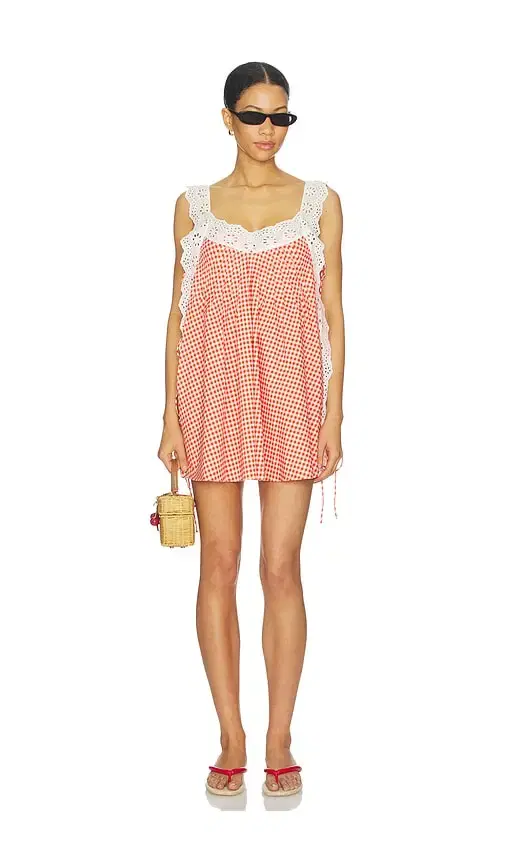 Lucilla Eyelet Trimmed Open Back Mini Dress
