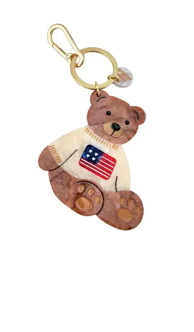 Solar Eclipse Hand-painted Americana Teddy Bear Bag Charm + Keychain | Thumbnail 1 Solar Eclipse Hand-painted Americana Teddy Bear Bag Charm + Keychain | Thumbnail 1