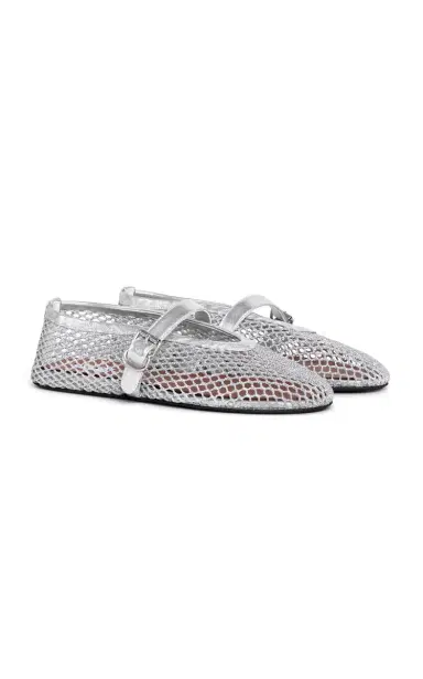 Alaïa Metallic Mesh Mary Jane Flats | Thumbnail 3