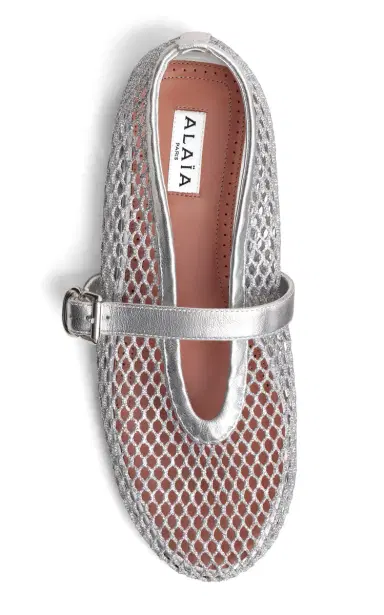 Alaïa Metallic Mesh Mary Jane Flats | Thumbnail 4