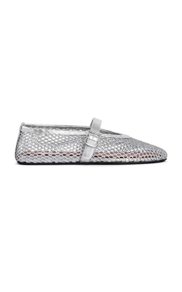 ALAÏA Metallic Mesh Mary Jane Flats