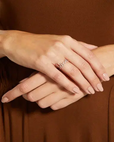 Sydney Evan Large Love 14K Gold Ring with Diamonds | Thumbnail 2