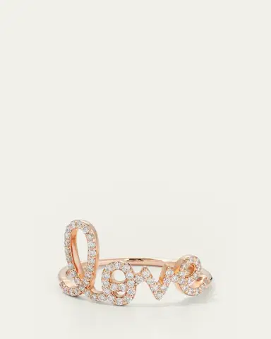 Sydney Evan Large Love 14K Gold Ring with Diamonds | Thumbnail 3