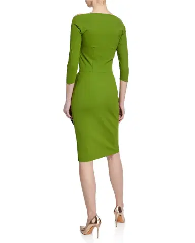 Chiara Boni La Petite Robe Slit-Neck 3/4 Sleeve Ruched Cocktail Dress | Thumbnail 2 Chiara Boni La Petite Robe Slit-Neck 3/4 Sleeve Ruched Cocktail Dress | Thumbnail 2
