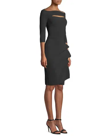 Chiara Boni La Petite Robe Slit-Neck 3/4 Sleeve Ruched Cocktail Dress | Thumbnail 5 Chiara Boni La Petite Robe Slit-Neck 3/4 Sleeve Ruched Cocktail Dress | Thumbnail 5