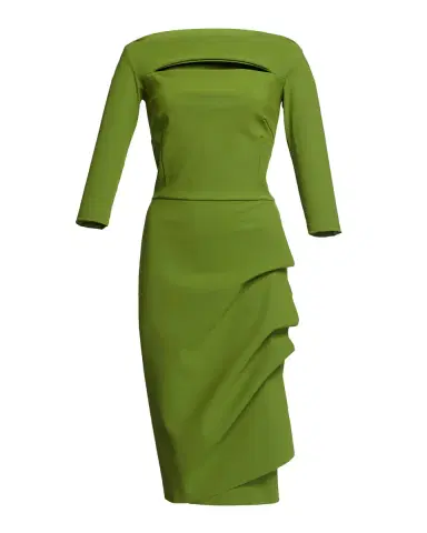 Chiara Boni La Petite Robe Slit-Neck 3/4 Sleeve Ruched Cocktail Dress | Thumbnail 6 Chiara Boni La Petite Robe Slit-Neck 3/4 Sleeve Ruched Cocktail Dress | Thumbnail 6