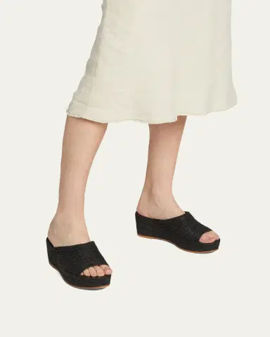 CARRIE FORBES Karim Woven Raffia Wedge Slide Sandals | Thumbnail 2 CARRIE FORBES Karim Woven Raffia Wedge Slide Sandals | Thumbnail 2