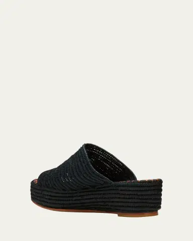CARRIE FORBES Karim Woven Raffia Wedge Slide Sandals | Thumbnail 4 CARRIE FORBES Karim Woven Raffia Wedge Slide Sandals | Thumbnail 4
