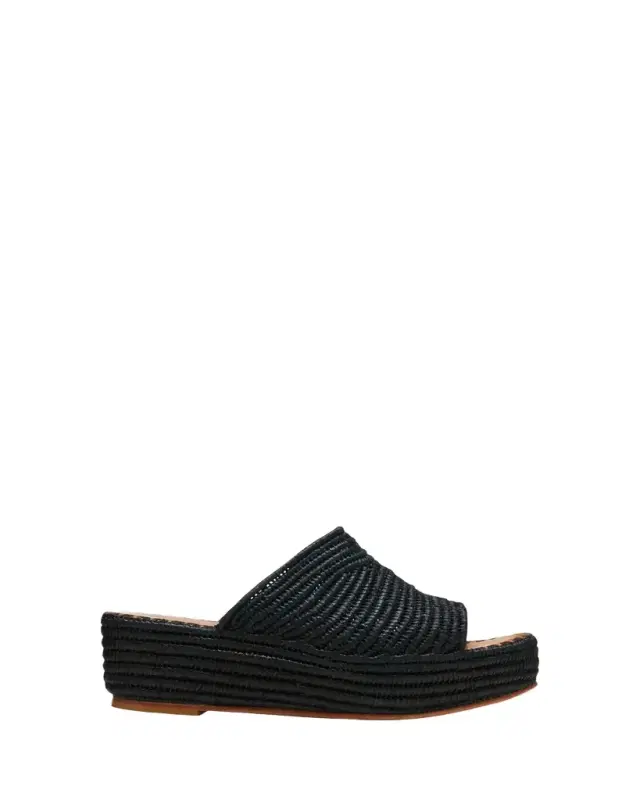 Carrie Forbes Karim Woven Raffia Wedge Slide Sandals