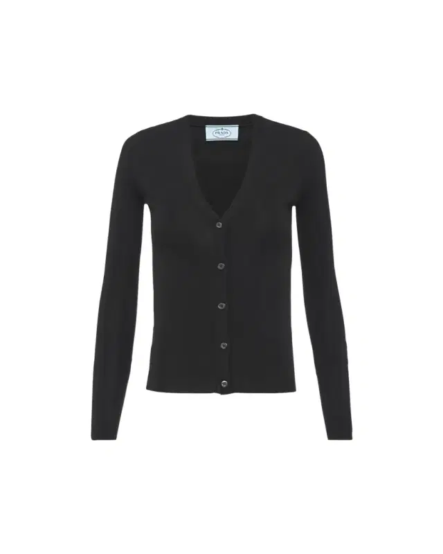 V-Neck Cashmere-Silk Cardigan