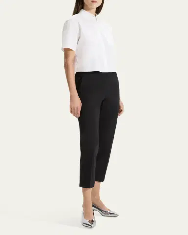 Theory Treeca Good Linen Cropped Pull-On Ankle Pants | Thumbnail 4