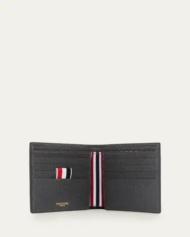 Thom Browne Pebble Grain Leather Billfold w/ 4 Bar Applique Stripe | Thumbnail 3