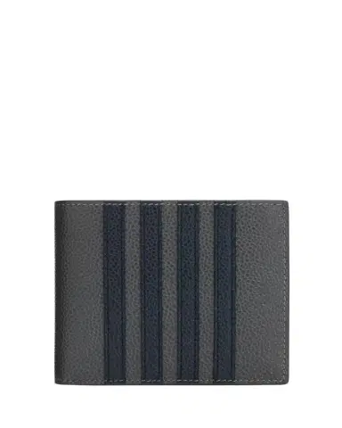 Thom Browne Pebble Grain Leather Billfold w/ 4 Bar Applique Stripe | Thumbnail 1