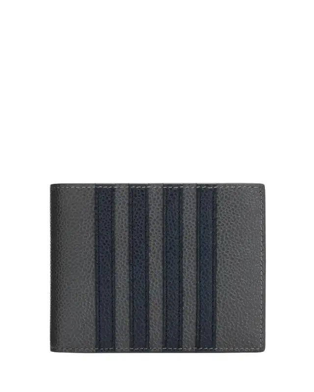 Pebble Grain Leather Billfold w/ 4 Bar Applique Stripe