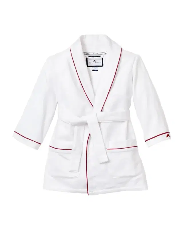 Petite Plume Kid 's Solid Flannel Robe w/ Contrast Piping, Size 6M-14