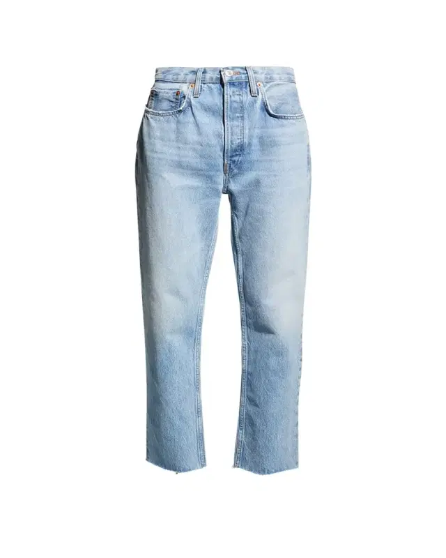 High-Rise Stovepipe Jeans with Raw-Edge Hem