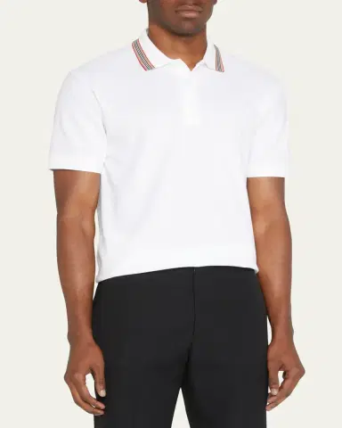 Burberry Men's Pierson Check Trim Polo Shirt | Thumbnail 3 Burberry Men's Pierson Check Trim Polo Shirt | Thumbnail 3