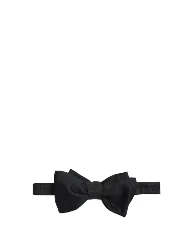 Giorgio Armani Men's Silk Grosgrain Bow Tie, Black Pattern | Thumbnail 1