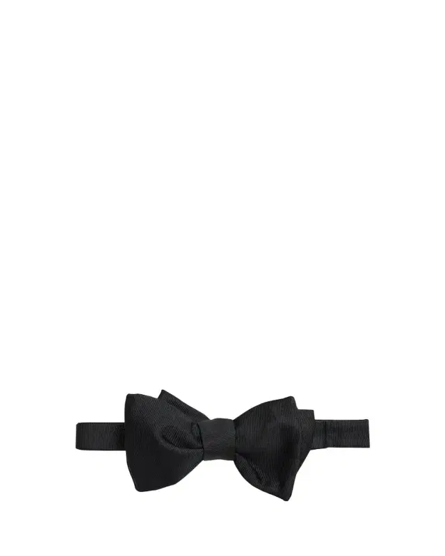 Men's Silk Grosgrain Bow Tie, Black Pattern