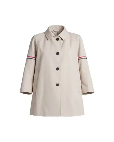 Thom Browne Water-Resistant Twill Cropped-Sleeve Car Coat w/ Striped Armband | Thumbnail 1 Thom Browne Water-Resistant Twill Cropped-Sleeve Car Coat w/ Striped Armband | Thumbnail 1