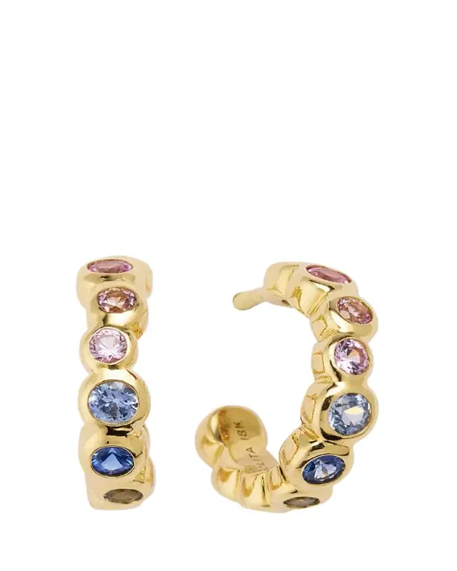 Ippolita 18K Starlet Tiny Hoop Earrings with Rainbow Sapphires