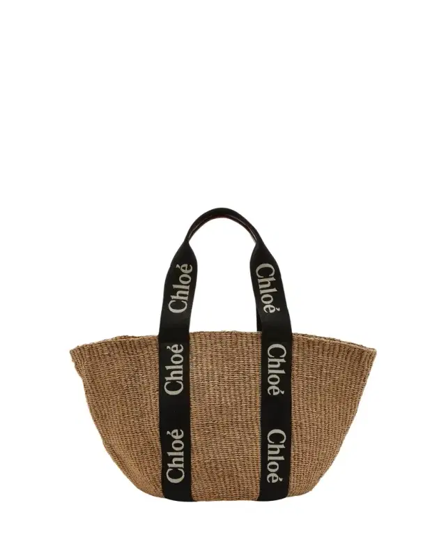 Chloe Woody Large Mifuko Basket Bag with Logo Webbing