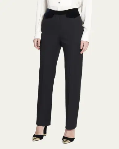 Giorgio Armani Wool Tuxedo Pants with Velvet Details | Thumbnail 4 Giorgio Armani Wool Tuxedo Pants with Velvet Details | Thumbnail 4
