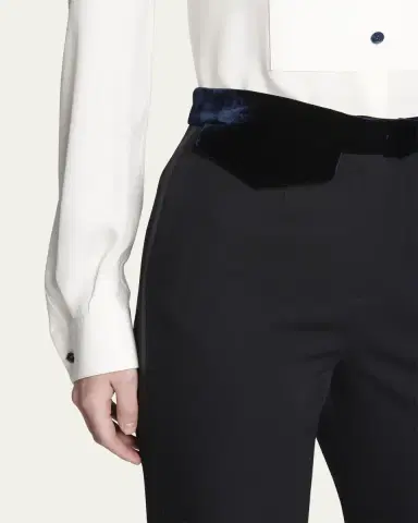 Giorgio Armani Wool Tuxedo Pants with Velvet Details | Thumbnail 5 Giorgio Armani Wool Tuxedo Pants with Velvet Details | Thumbnail 5