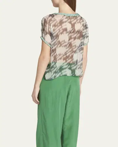 Giorgio Armani Abstract Leopard Print Sheer Blouse | Thumbnail 3
