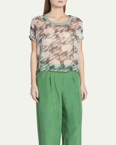 Giorgio Armani Abstract Leopard Print Sheer Blouse | Thumbnail 4