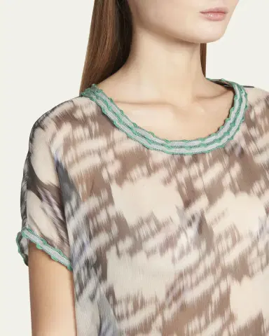 Giorgio Armani Abstract Leopard Print Sheer Blouse | Thumbnail 5