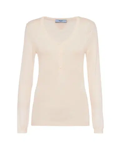 Prada Logo Patch Superfine Cashmere Shirt | Thumbnail 1