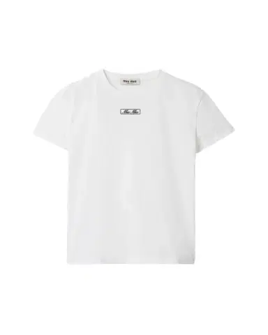 Miu Miu Embroidered Logo Jersey T-Shirt | Thumbnail 1