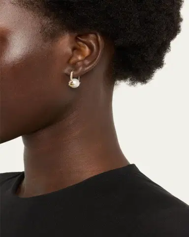 Sydney Evan 14K Gold Clamshell and 10mm Freshwater Pearl Diamond Earrings | Thumbnail 2