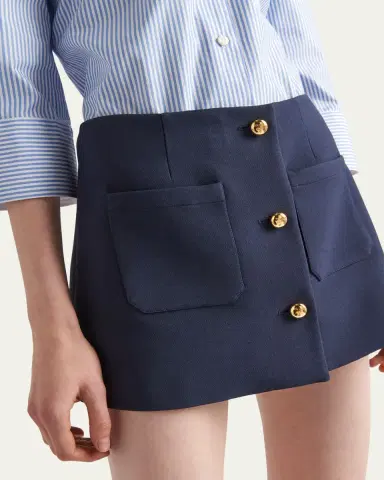 Prada Buttoned Wool Mini Skirt | Thumbnail 4