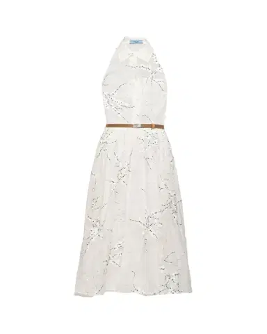 Prada Floral Embroidered Organza Fit-Flare Midi Dress | Thumbnail 1 Prada Floral Embroidered Organza Fit-Flare Midi Dress | Thumbnail 1