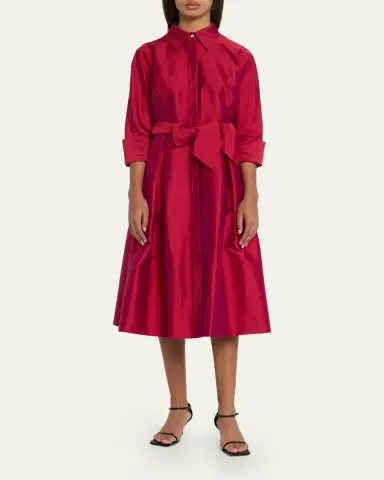 Rickie Freeman for Teri Jon 3/4-Sleeve Belted Midi Shirtdress | Thumbnail 2 Rickie Freeman for Teri Jon 3/4-Sleeve Belted Midi Shirtdress | Thumbnail 2